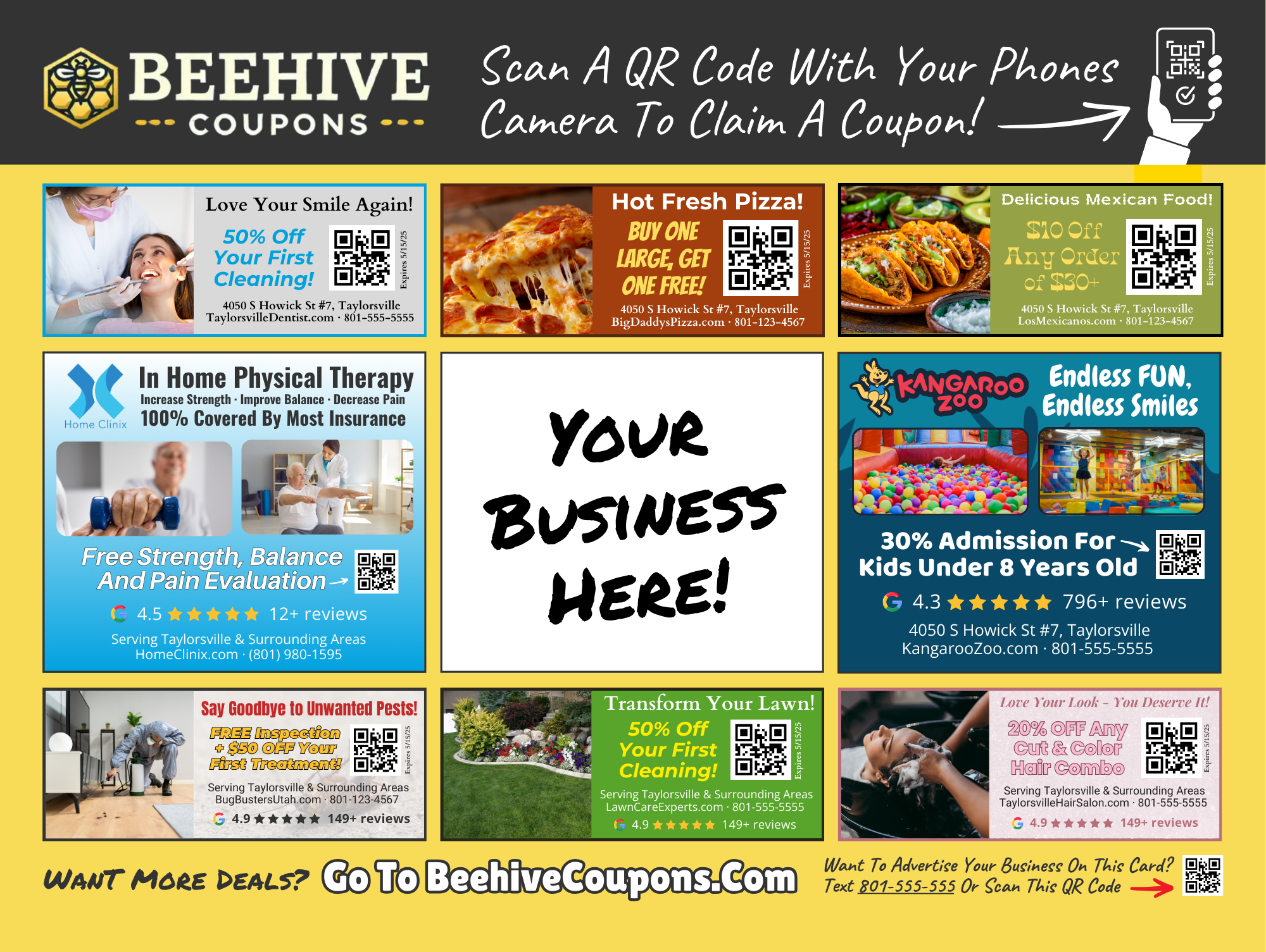 Beehive Coupons Card Front Blank Spot